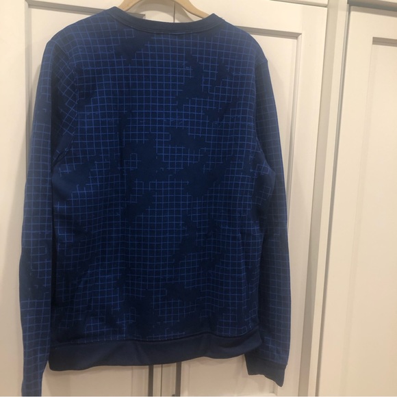 Nike hoodie blue navy grid pattern sweatshirt with thumb holes and front pocket - Picture 3 of 6